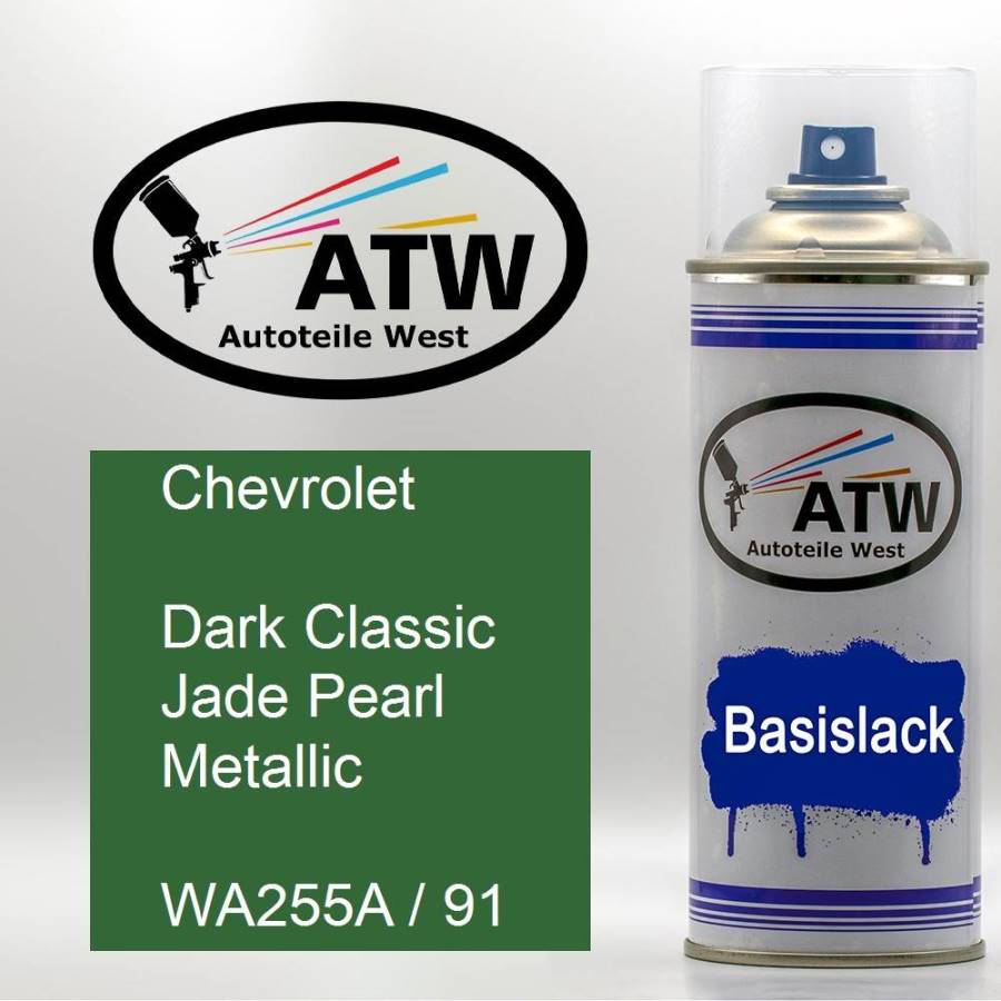 Chevrolet, Dark Classic Jade Pearl Metallic, WA255A / 91: 400ml Sprühdose, von ATW Autoteile West.